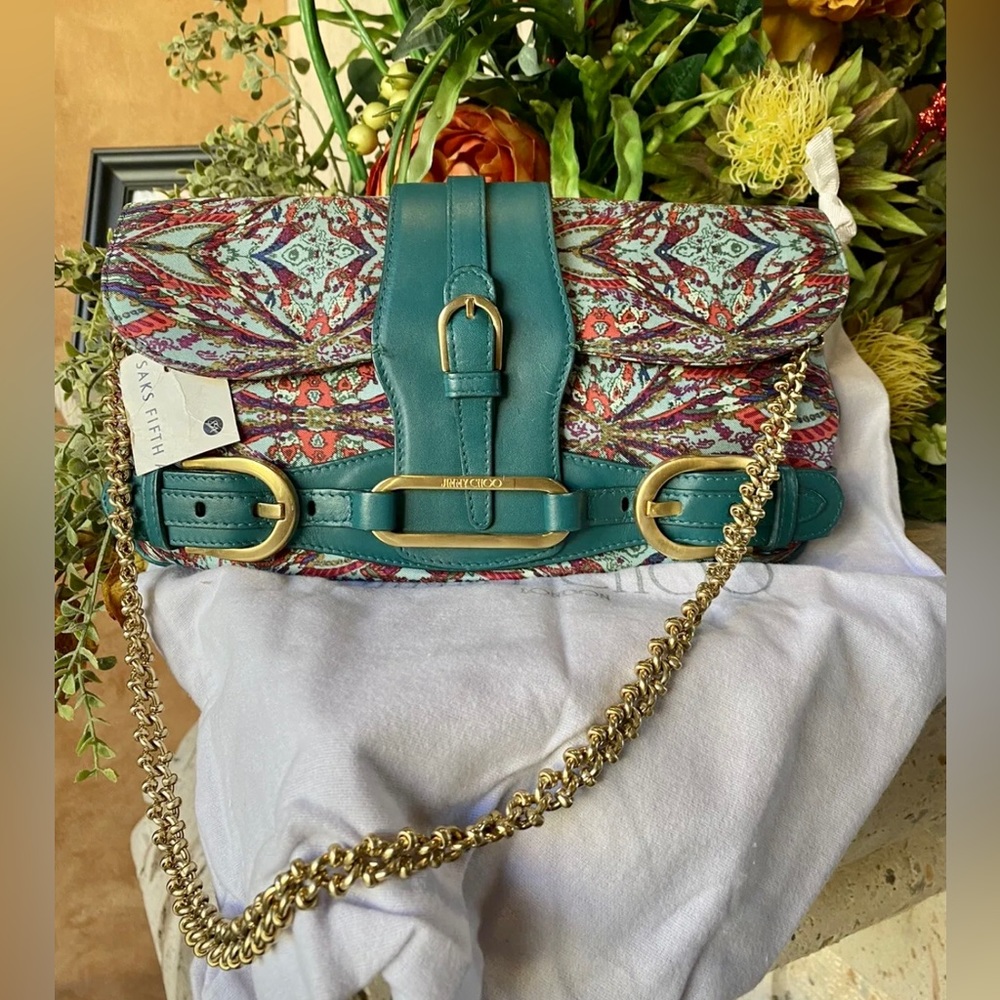 BEAUTIFUL RARE JIMMY CHOO GYPSY EMERALD HANDBAG